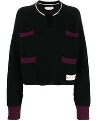 Marni - Shetland Wool And Cotton Cropped Crewneck Sweater - Lyst