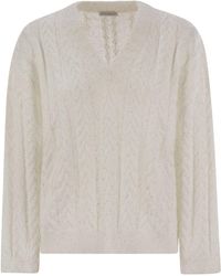 Brunello Cucinelli - V-Neck Knitted Jumper - Lyst