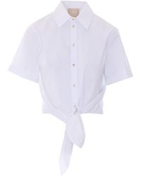 Liu Jo - Cropped Tie-Front Shirt - Lyst