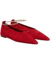 Jil Sander - Perforated Suede Ballet Flats - Lyst