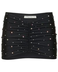 Alessandra Rich - Embellished Shiny Jersey Mini Skirt - Lyst
