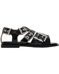 Ganni - Eyelet-Detailing Sandals - Lyst