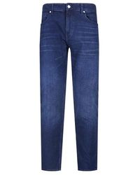 BOSS - Boss Logo Patch Tapered Jeans - Lyst