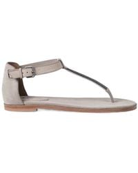 Brunello Cucinelli - Embellished T-Strap Flat Sandals - Lyst