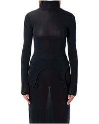Jean Paul Gaultier - Long-Sleeve High-Neck Body With Lingerie Details - Lyst