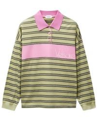 Versace - Logo-Embroidered Long-Sleeved Striped Polo Shirt - Lyst