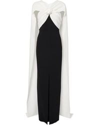 Roland Mouret - Caped Floral-Appliqué Cady Gown - Lyst