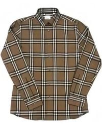 Burberry - Slim Fit Check Stretch Cotton Shirt - Lyst