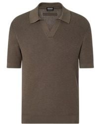 ZEGNA - Jacquard Knit Buttonless Polo Shirt - Lyst