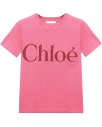 Chloé - Chloé Logo Printed Crewneck T-Shirt - Lyst