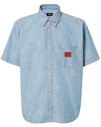 Fendi - Logo Patch Short Sleeved Denim Shirt - Lyst