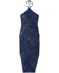 Cult Gaia - Patrizia Asymmetric Layered Plissé-Satin Midi Halterneck Dress - Lyst