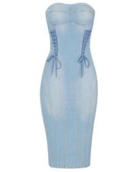 Elisabetta Franchi - Off-The-Shoulder Denim Dress - Lyst