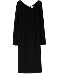 Burberry - V-Neck Long-Sleeve Cady Dress - Lyst
