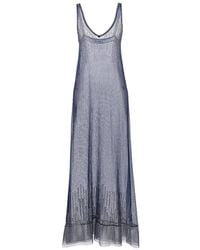 Rabanne - Stud-Detailed V-Neck Sheer Long Dress - Lyst