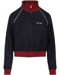 Miu Miu - Pinstriped Zipper Blouson Jacket - Lyst