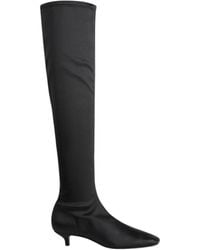 TOTEME - Totême Satin Square-Toe Knee-High Boots - Lyst