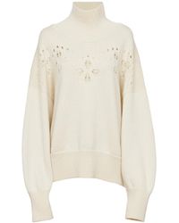 Chloé - Chloé Pointelle-Knit High Neck Sweater - Lyst