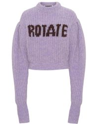 ROTATE BIRGER CHRISTENSEN - Adley Logo Intarsia-Knit Cropped Jumper - Lyst