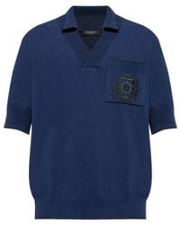 Balmain - Écusson Embroidered Knit Polo Shirt - Lyst
