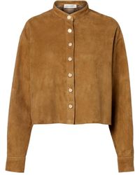 Nour Hammour - Lucien Suede Cropped Jacket - Lyst