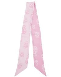 McQueen - Skull Ribbon Skinny Scarf - Lyst