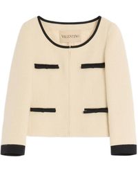 Valentino - Bow Detailed Tweed Jacket - Lyst