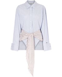 The Attico - Belted Striped Cotton-Poplin Mini Dress - Lyst