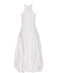 Pinko Midi Dress With Balloon Skirt in Black | Lyst Pinko Midi Dress With Balloon Skirt in Black | Lyst