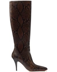 Stella McCartney - Square-Toe Snake Knee-High Stiletto Boots - Lyst