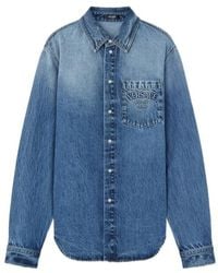 Versace - Logo-Embossed Button-Up Denim Shirt - Lyst