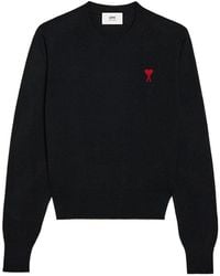 Ami Paris - Logo Embroidered Crewneck Jumper - Lyst