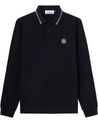 Stone Island - Logo Patch Long-Sleeved Polo Shirt - Lyst