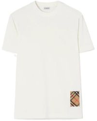 Burberry - Check Cashmere Patch Cotton T-Shirt - Lyst