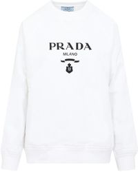 Prada - Logo-Print Cotton Sweatshirt - Lyst