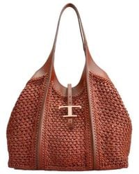 Tod's - Timeless Raffia Shoulder Bag - Lyst