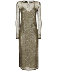 Pinko - Sequinned Long-Sleeve Maxi Dress - Lyst