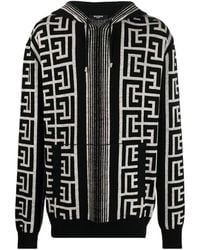 Balmain - Maxi Monogram Drawstring Hoodie - Lyst