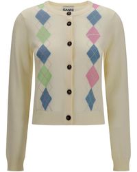 Ganni - Diamond Pattern Cardigan - Lyst