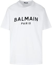 Balmain - Logo Printed Crewneck T-Shirt - Lyst