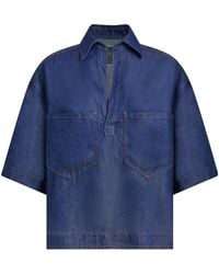 Dondup - Boxy V-Neck Denim Top - Lyst