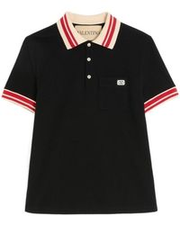 Valentino - Vlogo Signature-Patch Striped-Trim Polo Shirt - Lyst