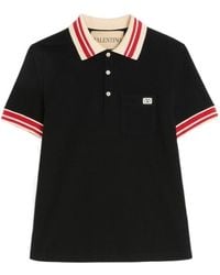 Valentino - Vlogo Signature-Patch Striped-Trim Polo Shirt - Lyst
