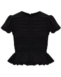 ROTATE BIRGER CHRISTENSEN - Ruched Puff-Sleeve Top - Lyst
