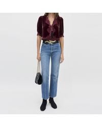 RIXO London - Velvet Short Sleeve Blouse - Lyst