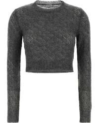 Jil Sander - Cropped Open-Knit Knitted Sweater - Lyst