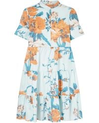 Erdem - Tiered Floral-Print Cotton Mini Dress - Lyst