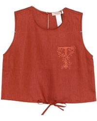 Twinset - Embroidered Sleeveless Top - Lyst