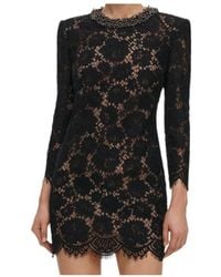 Self-Portrait - Long Sleeved Lace Mini Dress - Lyst