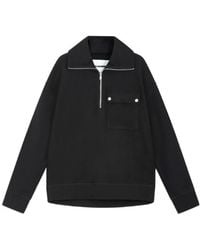 Jil Sander - Front Zipped Felted Sweatshirt - Lyst
